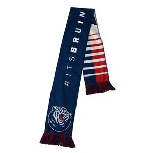 Belmont University Bruins Scarf Red White Blue Bear Fringe Reversible Winter